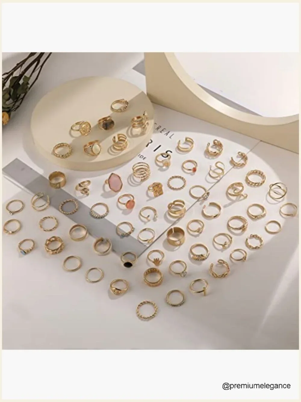 60 Pcs Vintage Stackable Rings Set, Midi Knuckle Rings Gold, Dainty Ring Pack
